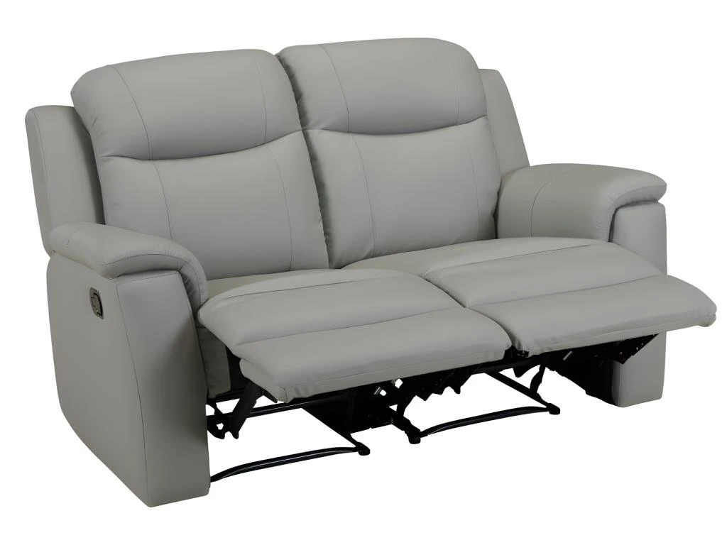 Canapé 2 Places Relax EVASION En Cuir - Gris Clair 5 Canapé 2 Places Relax EVASION En Cuir - Gris Clair – Image 4
