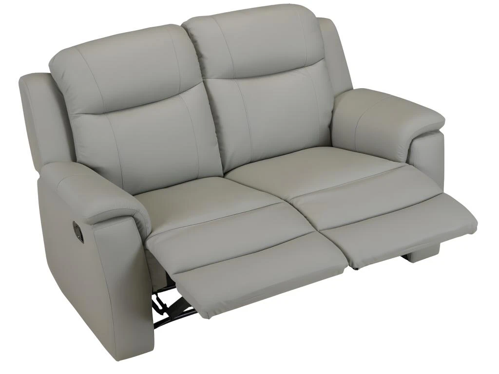 Canapé 2 Places Relax EVASION En Cuir - Gris Clair 3 Canapé 2 Places Relax EVASION En Cuir - Gris Clair – Image 2