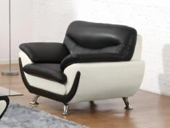 Fauteuil En Simili INDICE - Bicolore Noir Et Ivoire -Meubles Soldes Boutique canape 322189