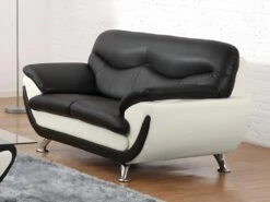 Fauteuil En Simili INDICE - Bicolore Noir Et Ivoire -Meubles Soldes Boutique canape 322191