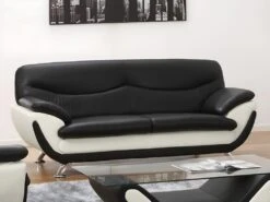 Fauteuil En Simili INDICE - Bicolore Noir Et Ivoire -Meubles Soldes Boutique canape 322193