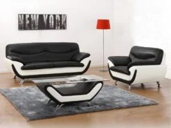 Canapé 2 Places En Simili INDICE - Bicolore Noir Et Ivoire 20 Canapé 2 Places En Simili INDICE - Bicolore Noir Et Ivoire -Meubles Soldes Boutique canape 322205