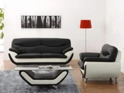 Canapé 2 Places En Simili INDICE - Bicolore Noir Et Ivoire 21 Canapé 2 Places En Simili INDICE - Bicolore Noir Et Ivoire -Meubles Soldes Boutique canape 322207