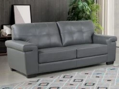 Canapé 3 Places En Cuir HAZEL - Gris