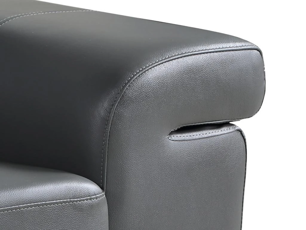 Canapé 3 Places En Cuir HAZEL - Gris 5 Canapé 3 Places En Cuir HAZEL - Gris – Image 3