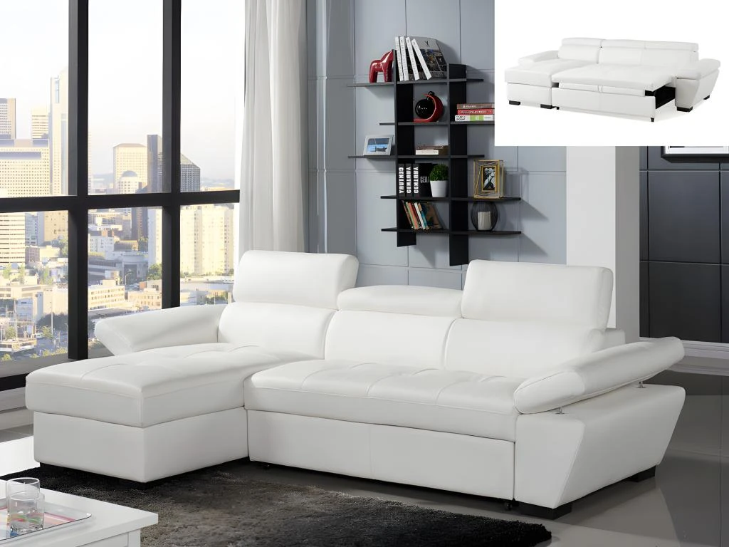 Canapé D'angle Convertible En Cuir JONOVA - Anthracite - Angle Gauche 9 Canapé D'angle Convertible En Cuir JONOVA - Anthracite - Angle Gauche – Image 7