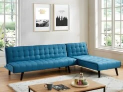 Canapé Modulable Convertible BAYOU En Tissu - Bleu Et Passepoil Noir -Meubles Soldes Boutique canape 346859