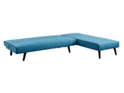 Canapé Modulable Convertible BAYOU En Tissu - Bleu Et Passepoil Noir -Meubles Soldes Boutique canape 346863