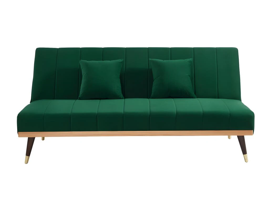 Canapé 3 Places Convertible Clic-clac En Velours KERBI - Vert Sapin 4 Canapé 3 Places Convertible Clic-clac En Velours KERBI - Vert Sapin – Image 2