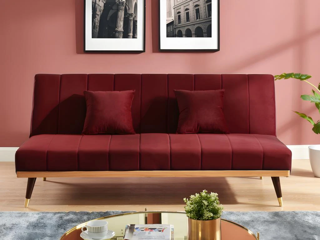 Canapé 3 Places Convertible Clic-clac En Velours KERBI - Vert Sapin 19 Canapé 3 Places Convertible Clic-clac En Velours KERBI - Vert Sapin – Image 17