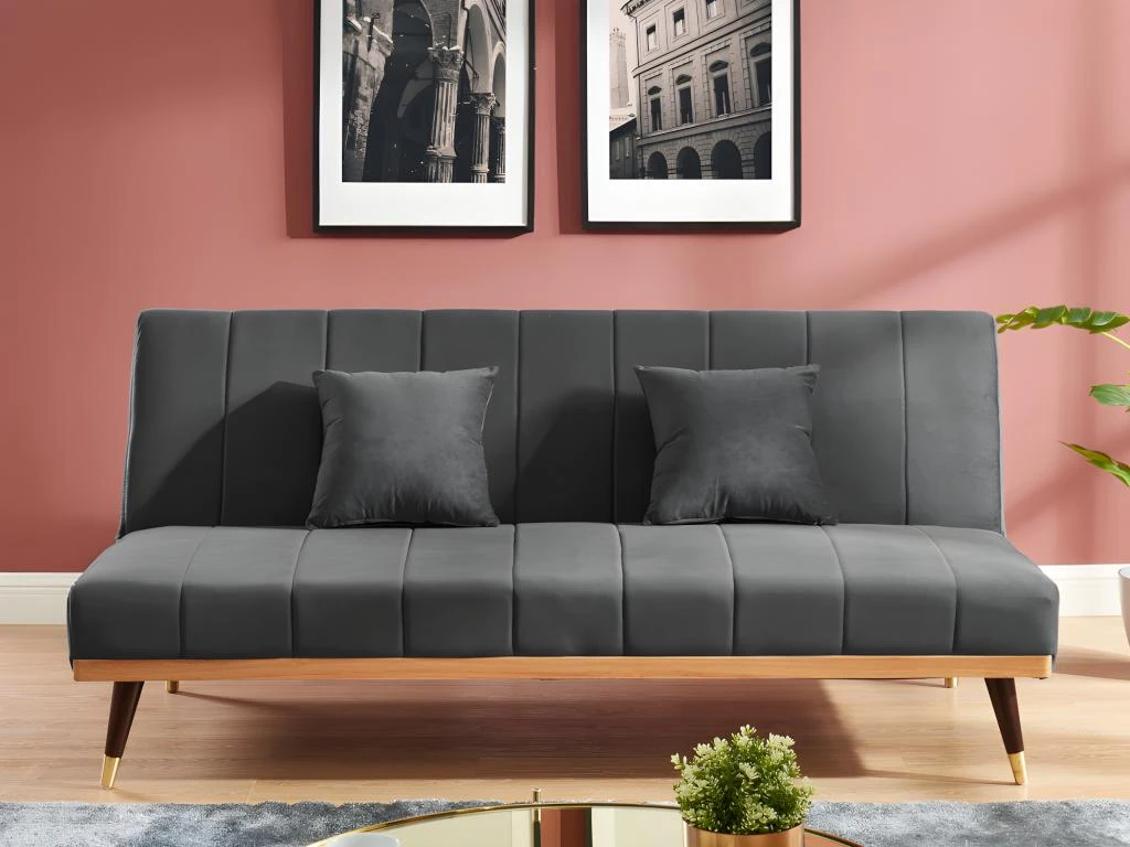 Canapé 3 Places Convertible Clic-clac En Velours KERBI - Vert Sapin 15 Canapé 3 Places Convertible Clic-clac En Velours KERBI - Vert Sapin – Image 13