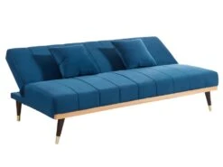 Canapé 3 Places Convertible Clic-clac En Velours KERBI - Bleu Roi -Meubles Soldes Boutique canape 351471