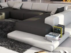 Canapé Panoramique 7 Places En Simili SCOSY - Bicolore Gris Et Blanc 9 Canapé Panoramique 7 Places En Simili SCOSY - Bicolore Gris Et Blanc -Meubles Soldes Boutique canape 352851