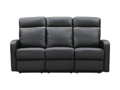 Canapé 3 Places Relax électrique En Cuir ABERDEEN - Noir Et Bande Anthracite -Meubles Soldes Boutique canape 366581