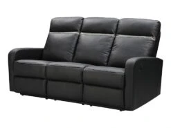 Canapé 3 Places Relax électrique En Cuir ABERDEEN - Noir Et Bande Anthracite