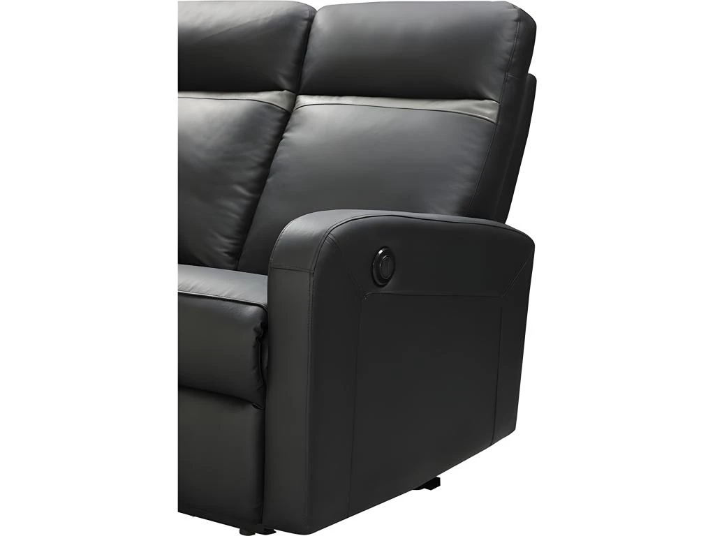 Canapé 2 Places Relax électrique En Cuir ABERDEEN - Noir Et Bande Anthracite 7 Canapé 2 Places Relax électrique En Cuir ABERDEEN - Noir Et Bande Anthracite – Image 5