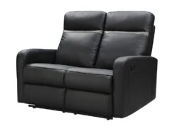 Canapé 2 Places Relax électrique En Cuir ABERDEEN - Noir Et Bande Anthracite