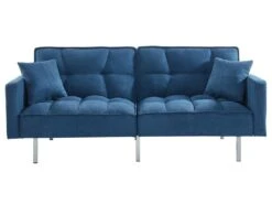 Canapé 3 Places Convertible Clic-clac En Tissu MINEY - Bleu -Meubles Soldes Boutique canape 367723