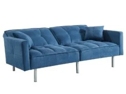 Canapé 3 Places Convertible Clic-clac En Tissu MINEY - Bleu -Meubles Soldes Boutique canape 367735