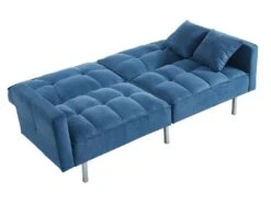 Canapé 3 Places Convertible Clic-clac En Tissu MINEY - Bleu -Meubles Soldes Boutique canape 367741
