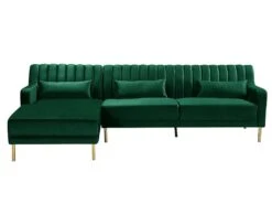 Canapé D'angle MEYREUIL En Velours - Vert Sapin - Angle Gauche