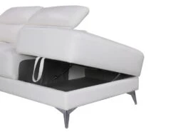 Canapé D'angle Relax électrique En Cuir PASCALINE - Ivoire - Angle Droit -Meubles Soldes Boutique canape 380399