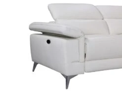 Canapé D'angle Relax électrique En Cuir PASCALINE - Ivoire - Angle Droit -Meubles Soldes Boutique canape 380401