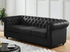 Canapé 3 Places En Cuir De Buffle CHESTERFIELD - Noir 11 Canapé 3 Places En Cuir De Buffle CHESTERFIELD - Noir -Meubles Soldes Boutique canape 398867