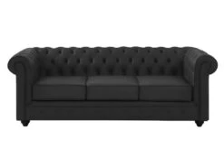 Canapé 3 Places En Cuir De Buffle CHESTERFIELD - Noir 9 Canapé 3 Places En Cuir De Buffle CHESTERFIELD - Noir -Meubles Soldes Boutique canape 398871