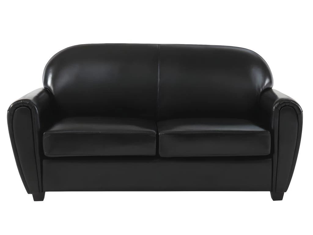 Canapé Club 2/3 Places En Cuir SIGURD - Noir 4 Canapé Club 2/3 Places En Cuir SIGURD - Noir – Image 2