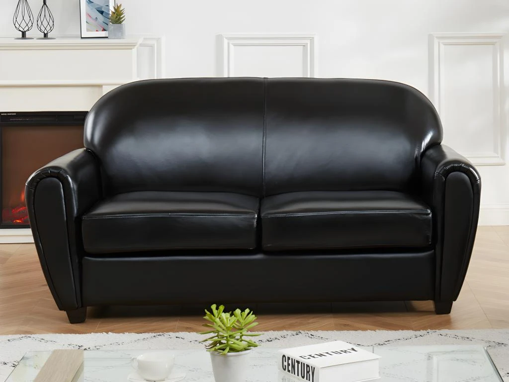 Canapé Club 2/3 Places En Cuir SIGURD - Noir 3 Canapé Club 2/3 Places En Cuir SIGURD - Noir