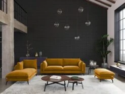 Canapé 3 Places En Velours KESTREL - Jaune Moutarde De Pascal Morabito