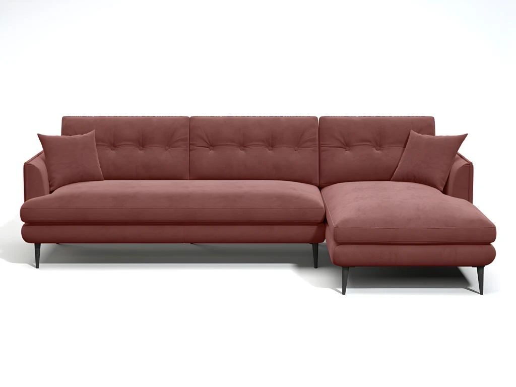 Canapé D'angle En Velours GANESH - Vieux Rose - Angle Droit 3 Canapé D'angle En Velours GANESH - Vieux Rose - Angle Droit
