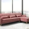 Canapé D'angle MEYREUIL En Velours - Vieux Rose - Angle Droit -Meubles Soldes Boutique canape 448959