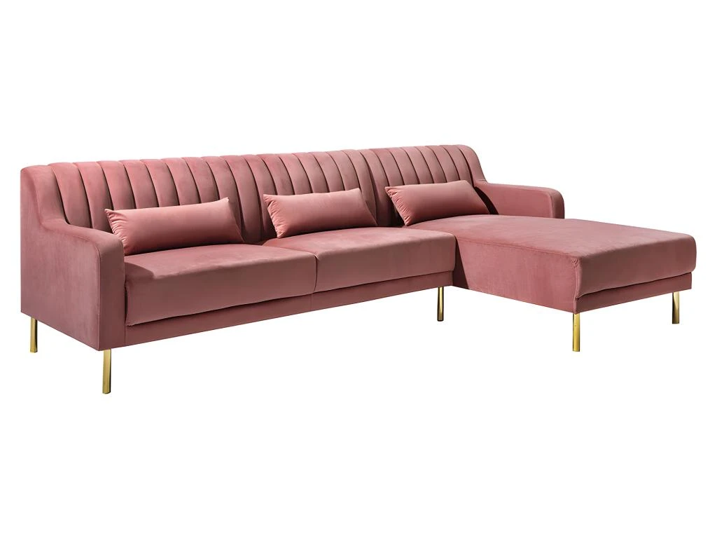 Canapé D'angle MEYREUIL En Velours - Vieux Rose - Angle Droit 4 Canapé D'angle MEYREUIL En Velours - Vieux Rose - Angle Droit – Image 2