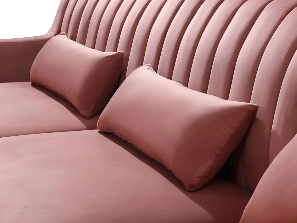 Canapé D'angle MEYREUIL En Velours - Vieux Rose - Angle Droit 8 Canapé D'angle MEYREUIL En Velours - Vieux Rose - Angle Droit – Image 6