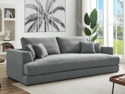 Canapé 4 Places En Tissu Gris Clair ASPAL