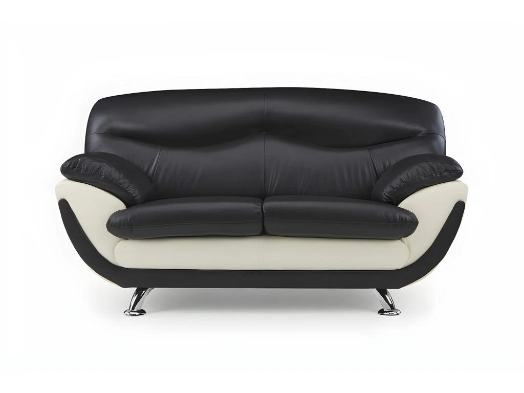 Canapé 2 Places En Simili INDICE - Bicolore Noir Et Ivoire 4 Canapé 2 Places En Simili INDICE - Bicolore Noir Et Ivoire – Image 2