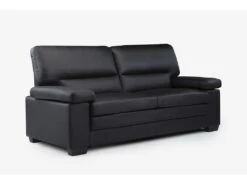 Canapé 3 Places En Cuir De Buffle Noir MIMAS -Meubles Soldes Boutique canape 474199