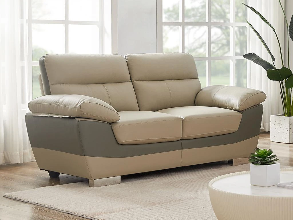 Canapé 2 Places En Cuir FRANCESCA - Taupe 4 Canapé 2 Places En Cuir FRANCESCA - Taupe – Image 2