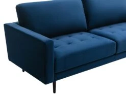 Canapé 3 Places En Velours Bleu ESTELA -Meubles Soldes Boutique canape 4837589