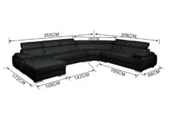 Canapé Panoramique 7 Places En Cuir ELEVANTO - Blanc - Angle Gauche -Meubles Soldes Boutique canape 485173