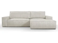 Canapé D'angle Convertible En Velours Côtelé Beige AMELIA De Pascal Morabito - Angle Droit -Meubles Soldes Boutique canape 487085