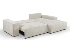 Canapé D'angle Convertible En Velours Côtelé Beige AMELIA De Pascal Morabito - Angle Droit -Meubles Soldes Boutique canape 487095