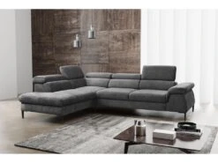 Canapé Grand Angle Convertible En Velours Anthracite SEPINA De PASCAL MORABITO - Angle Gauche