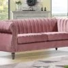 Canapé Chesterfield 3 Places En Velours Vieux Rose TRUMBO 1 Canapé Chesterfield 3 Places En Velours Vieux Rose TRUMBO -Meubles Soldes Boutique canape 4879347