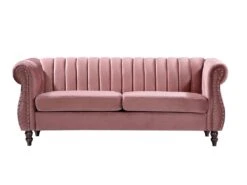 Canapé Chesterfield 3 Places En Velours Vieux Rose TRUMBO -Meubles Soldes Boutique canape 4879349
