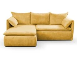 Canapé D'angle Convertible En Velours Côtelé Jaune Moutarde TEODORA De PASCAL MORABITO - Angle Gauche -Meubles Soldes Boutique canape 488013