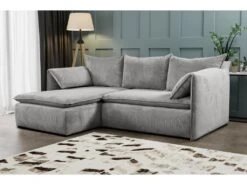 Canapé D'angle Convertible En Velours Côtelé Gris TEODORA De PASCAL MORABITO - Angle Gauche -Meubles Soldes Boutique canape 488031