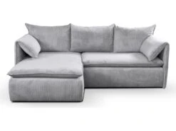 Canapé D'angle Convertible En Velours Côtelé Gris TEODORA De PASCAL MORABITO - Angle Gauche -Meubles Soldes Boutique canape 488033